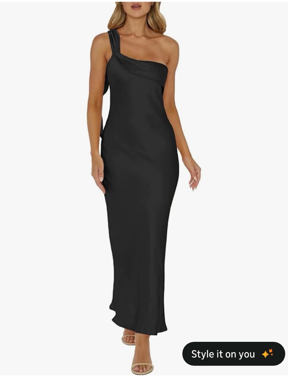 One-Shoulder Black Evening Dress